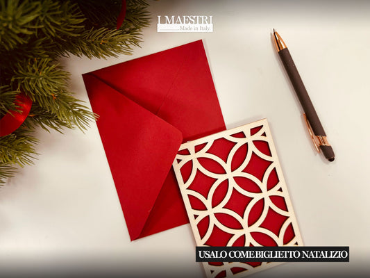 Biglietto Auguri Portasoldi in Legno per Laurea, Natale, Compleanno o Altre Occasioni Speciali, con Busta Portasoldi – Made in Italy (Rosso)