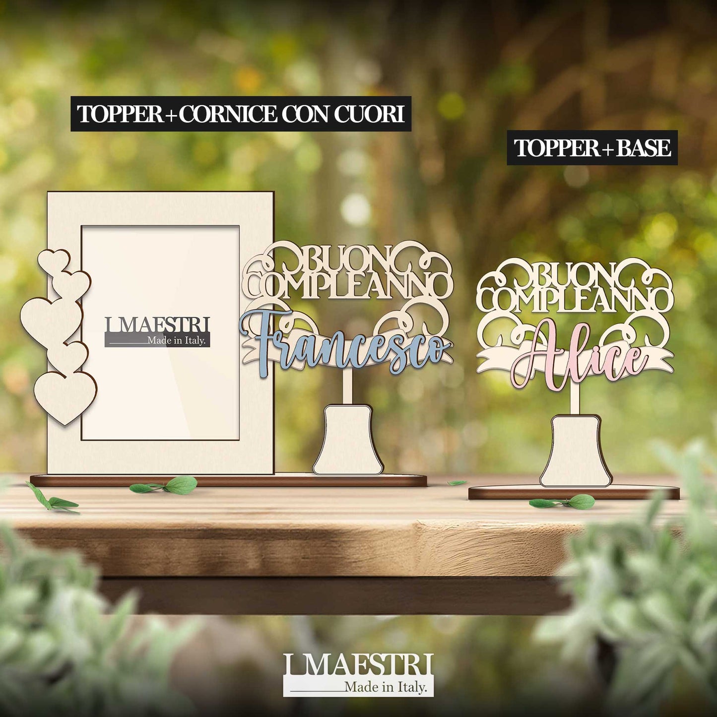 Cake topper compleanno personalizzabile con nome - accessori