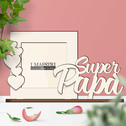 Cornice Portafoto Super Papà linea Square con base da appoggio