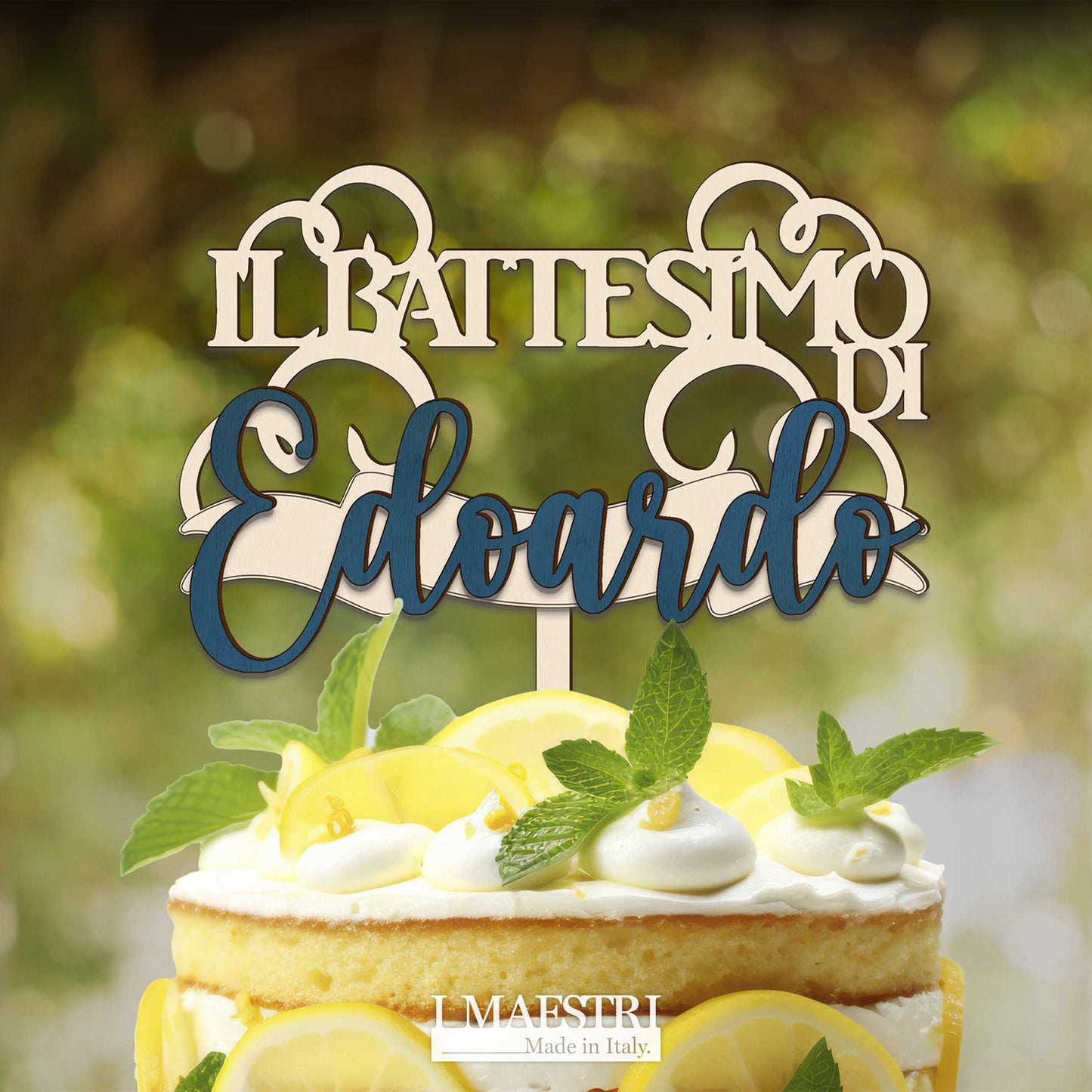 Cake Topper Battesimo Personalizzabile con Nome - Linea Joy