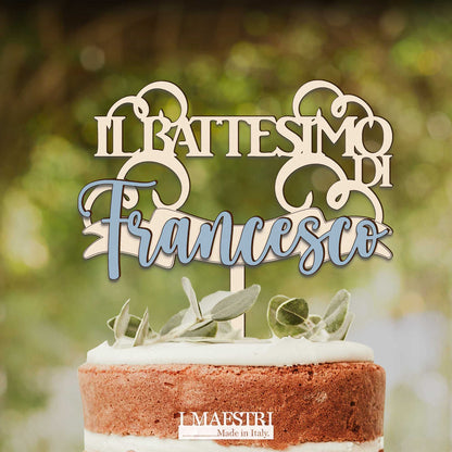 Cake Topper Battesimo Personalizzabile con Nome - Linea Joy