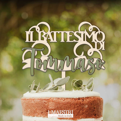 Cake Topper Battesimo Personalizzabile con Nome - Linea Joy