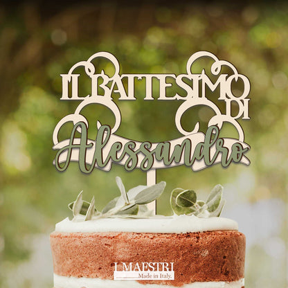 Cake Topper Battesimo Personalizzabile con Nome - Linea Joy