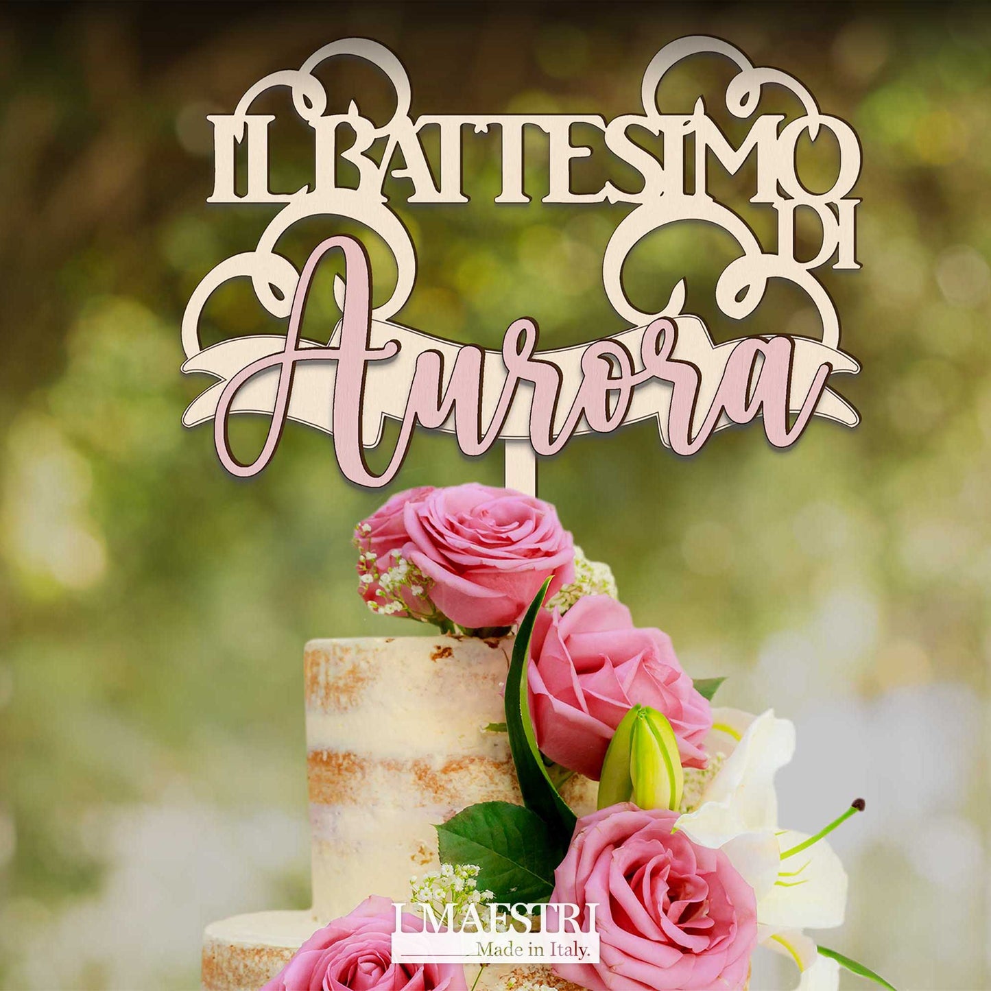 Cake Topper Battesimo Personalizzabile con Nome - Linea Joy