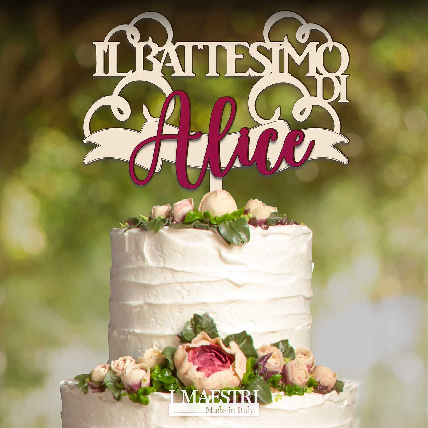 Cake Topper Battesimo Personalizzabile con Nome - Linea Joy