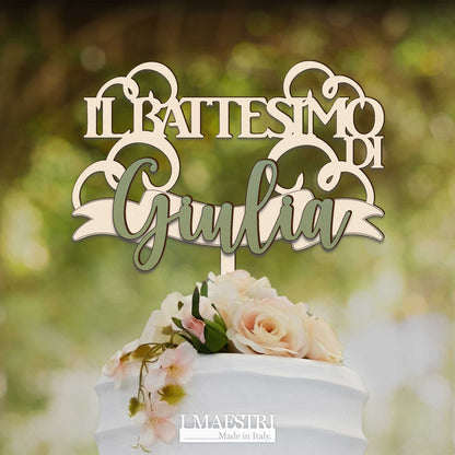 Cake Topper Battesimo Personalizzabile con Nome - Linea Joy