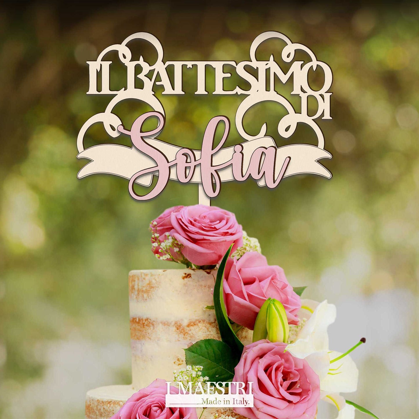 Cake Topper Battesimo Personalizzabile con Nome - Linea Joy