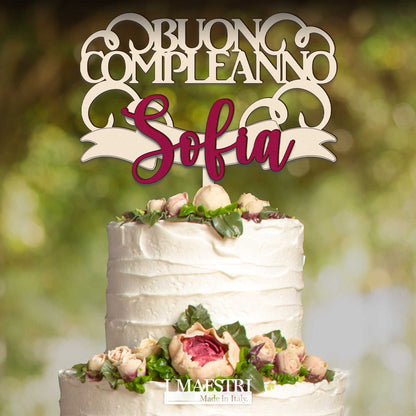 Cake topper compleanno personalizzabile con nome