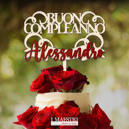 Cake topper compleanno personalizzabile con nome