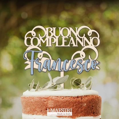 Cake topper compleanno personalizzabile con nome