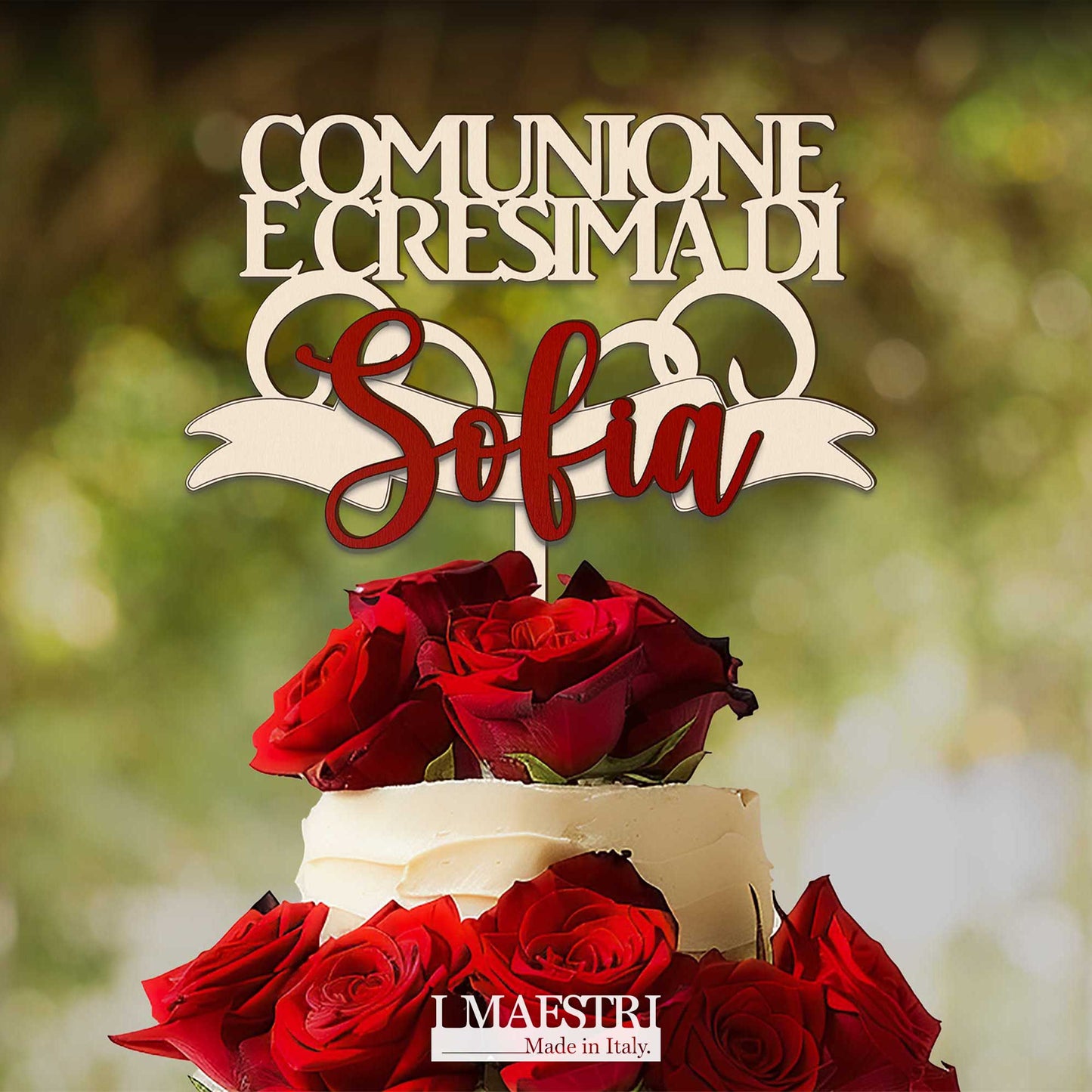 Cake topper prima comunione e cresima insieme personalizzabile con nome - Linea Joy