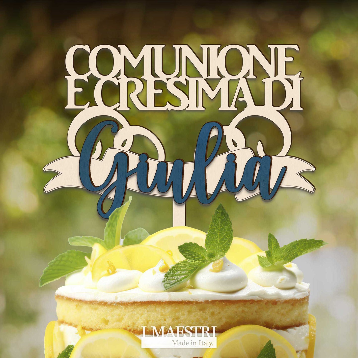 Cake topper prima comunione e cresima insieme personalizzabile con nome - Linea Joy