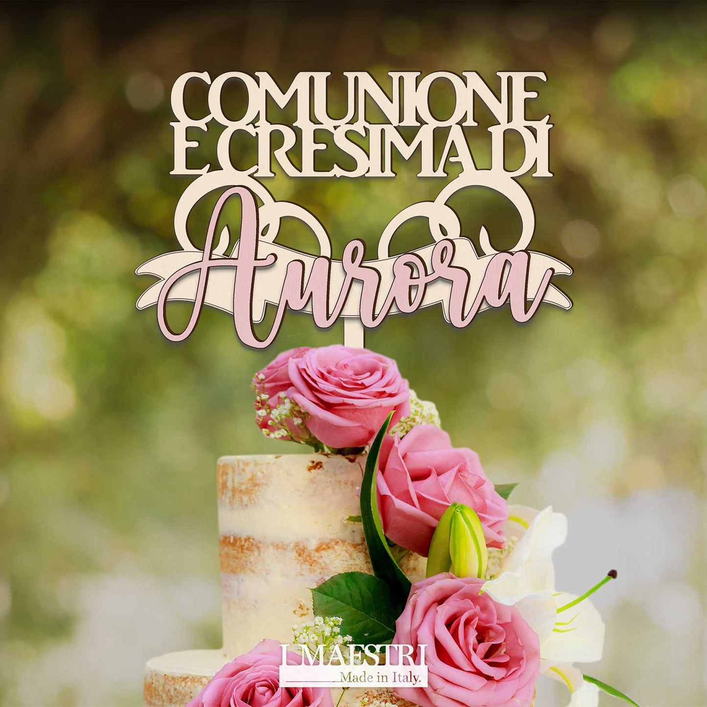 Cake topper prima comunione e cresima insieme personalizzabile con nome - Linea Joy