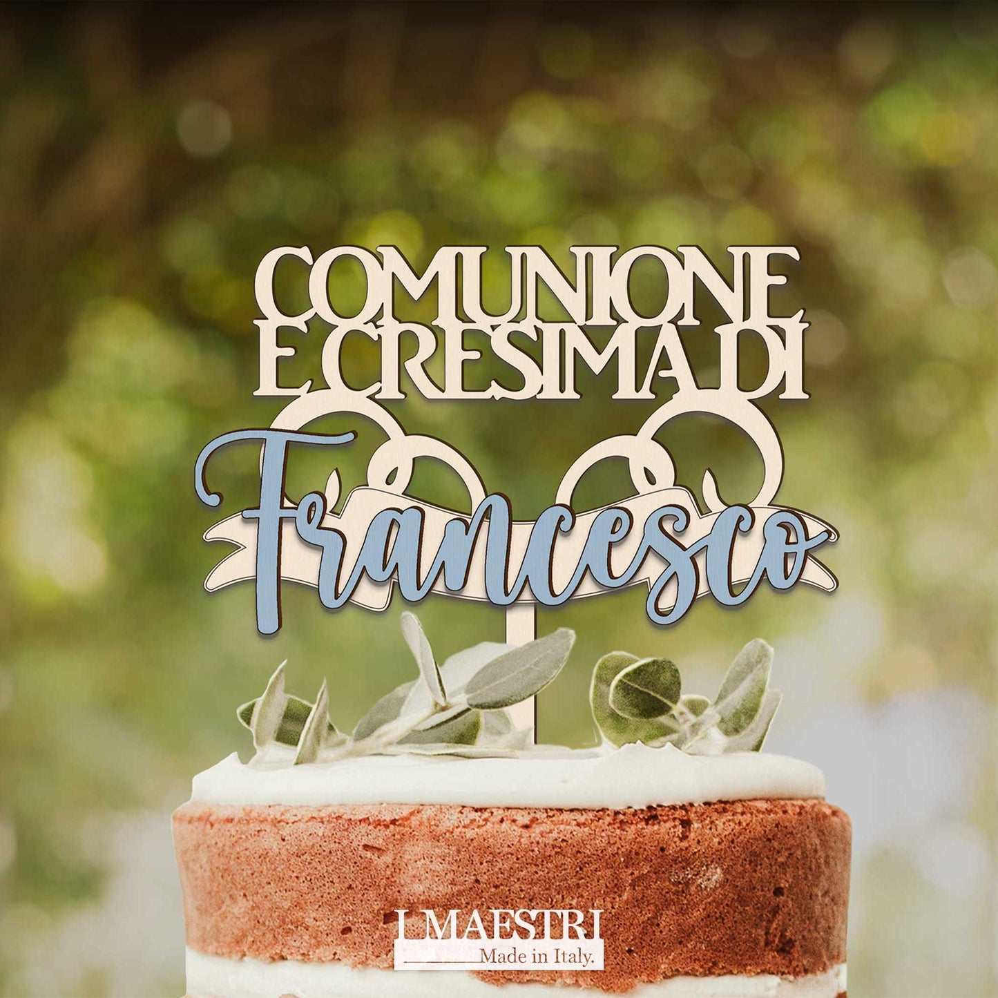 Cake topper prima comunione e cresima insieme personalizzabile con nome - Linea Joy