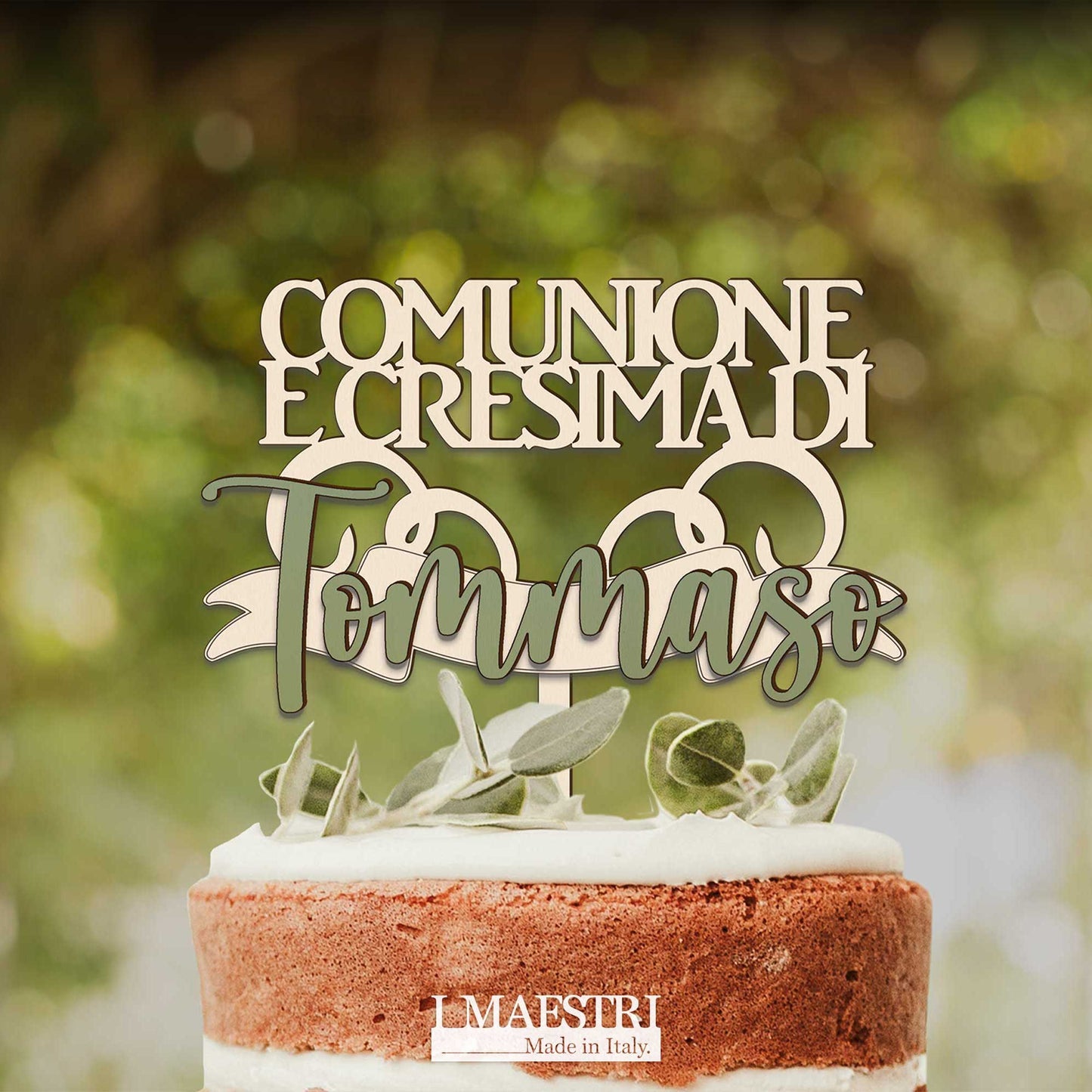 Cake topper prima comunione e cresima insieme personalizzabile con nome - Linea Joy