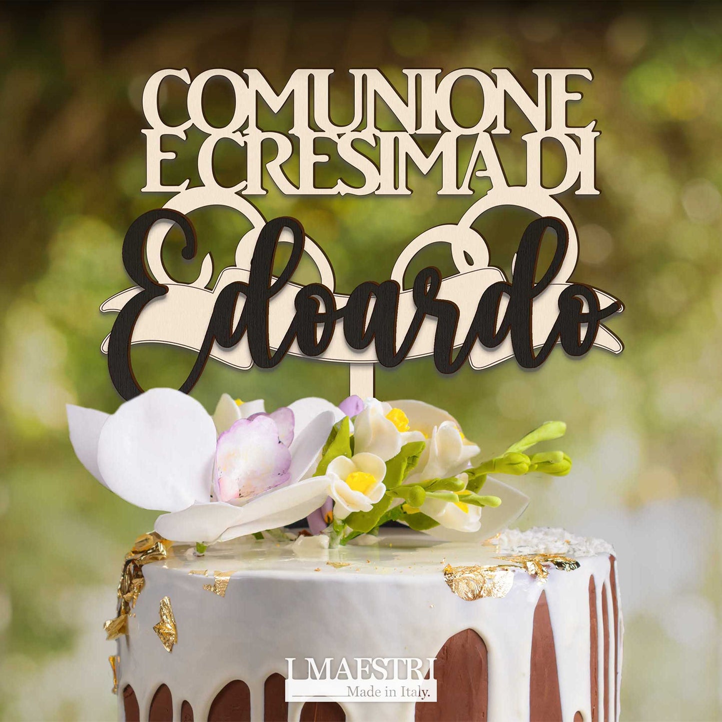 Cake topper prima comunione e cresima insieme personalizzabile con nome - Linea Joy