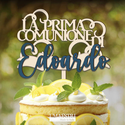 Cake topper comunione personalizzabile con nome - Linea Joy