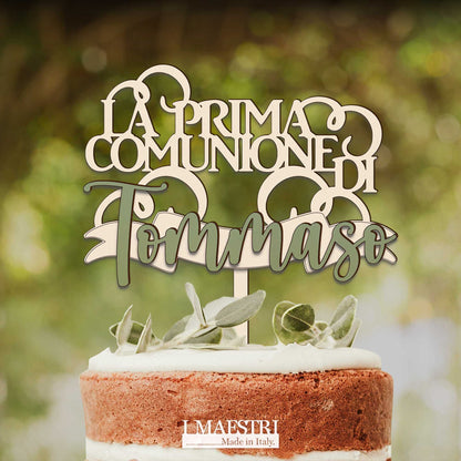 Cake topper comunione personalizzabile con nome - Linea Joy