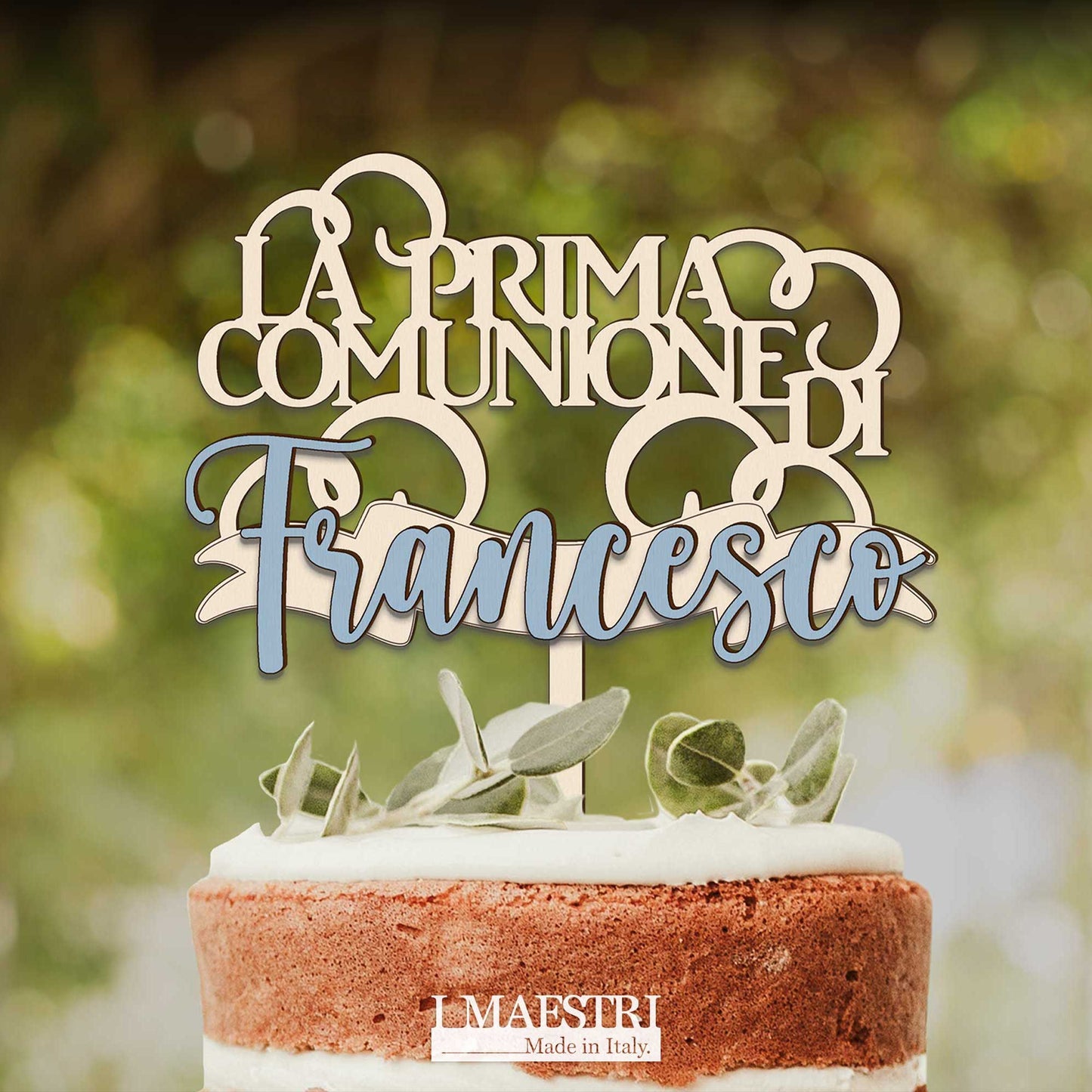 Cake topper comunione personalizzabile con nome - Linea Joy