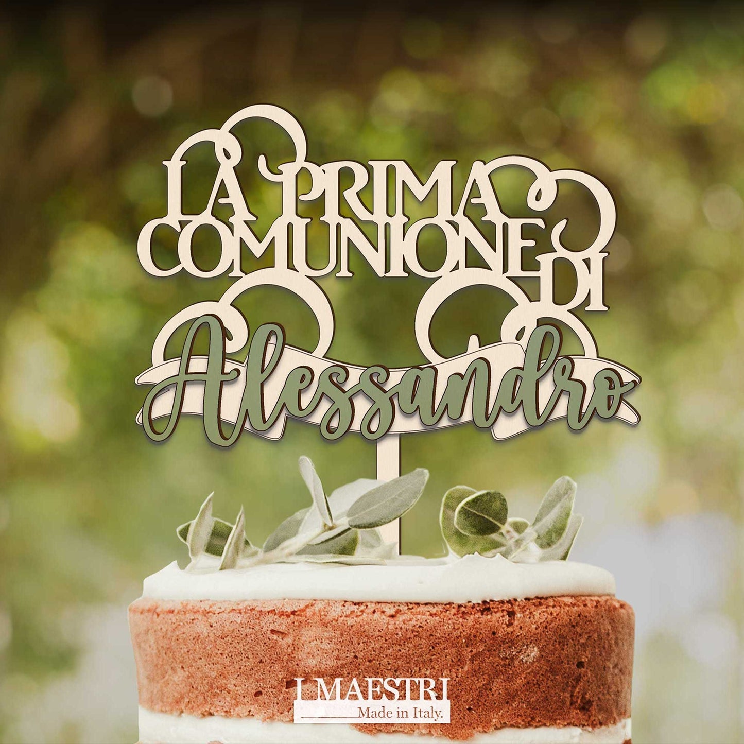 Cake topper comunione personalizzabile con nome - Linea Joy