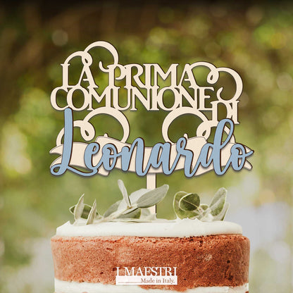 Cake topper comunione personalizzabile con nome - Linea Joy