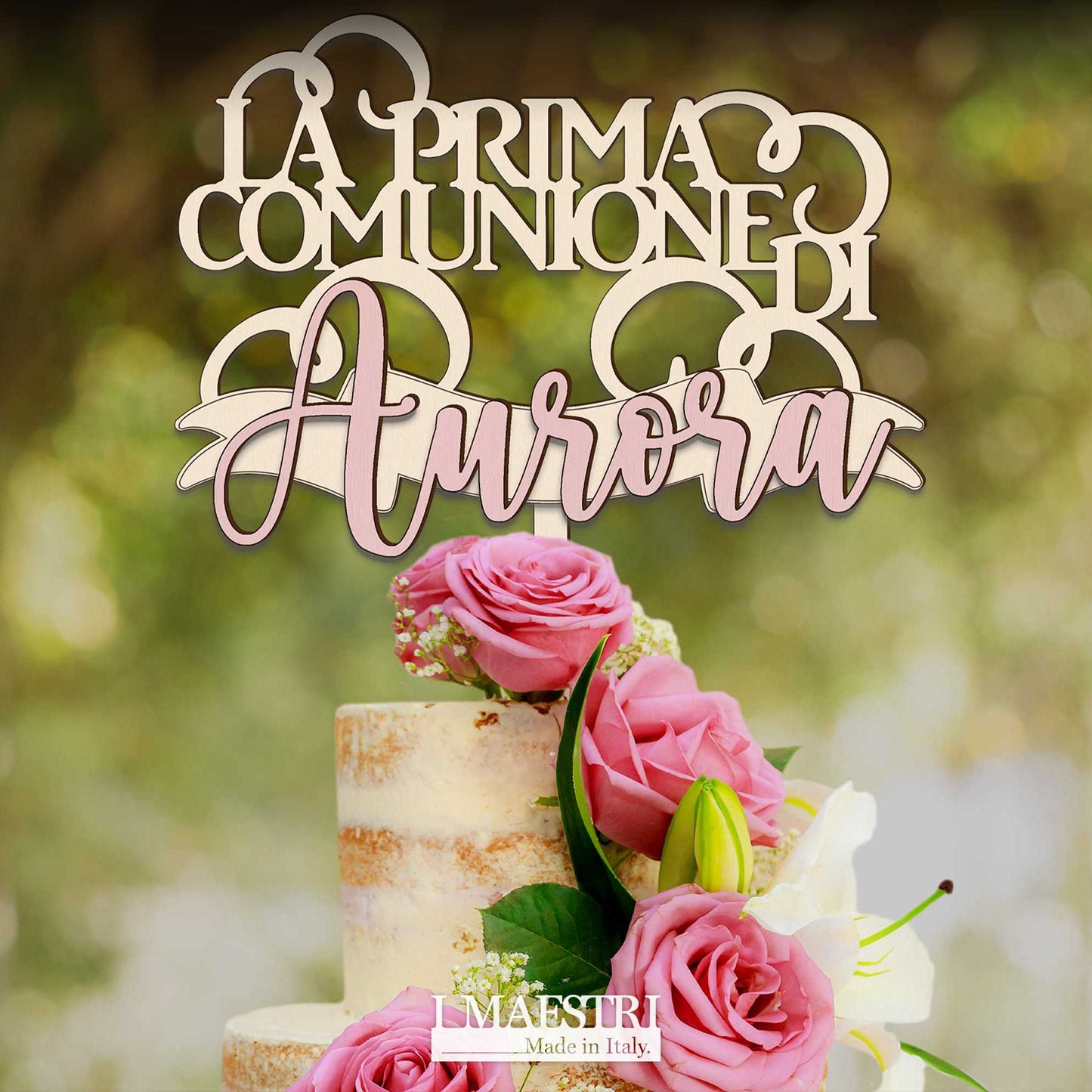 Cake topper comunione personalizzabile con nome - Linea Joy