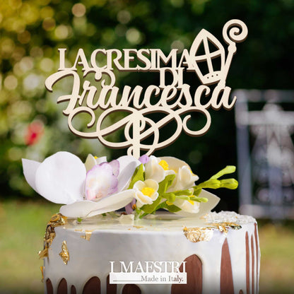 Cake topper Cresima personalizzabile con nome