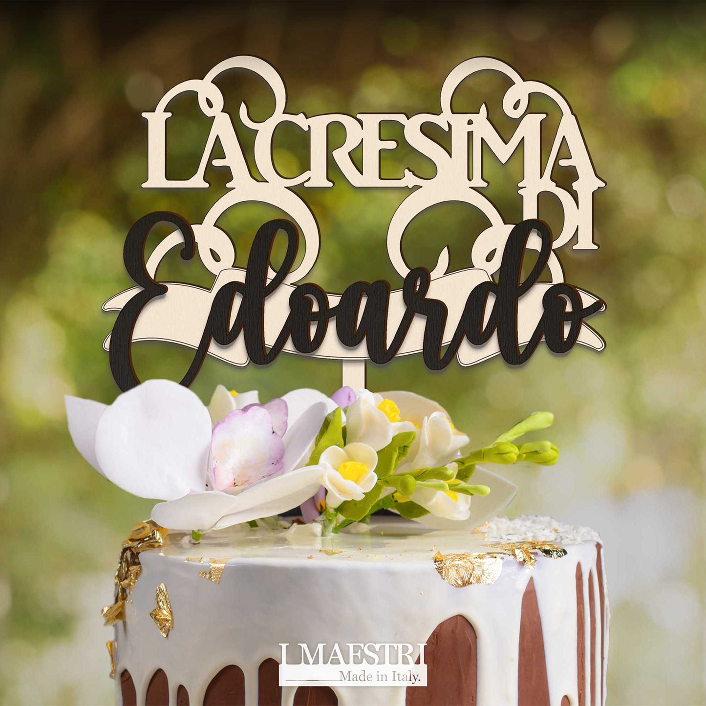 Cake topper cresima personalizzabile con nome - Linea Joy