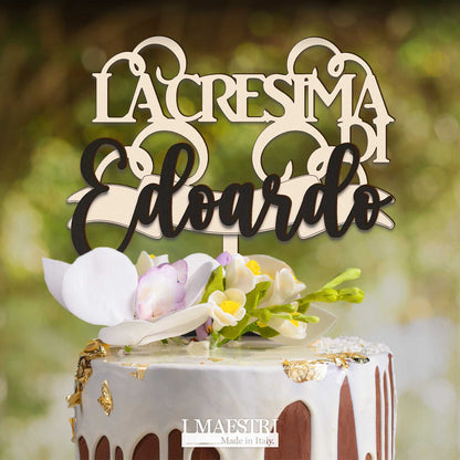 Cake topper cresima personalizzabile con nome - Linea Joy