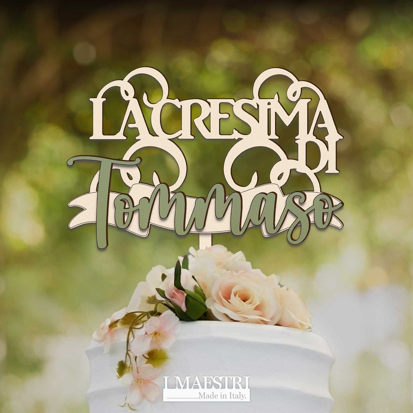 Cake topper cresima personalizzabile con nome - Linea Joy