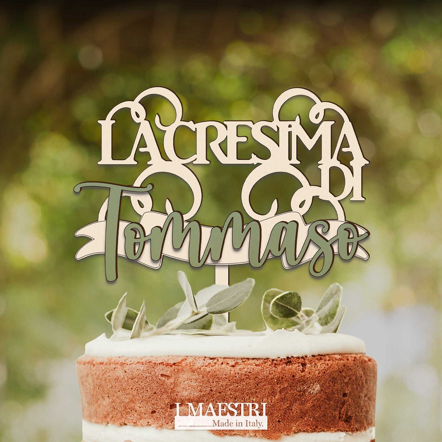 Cake topper cresima personalizzabile con nome - Linea Joy