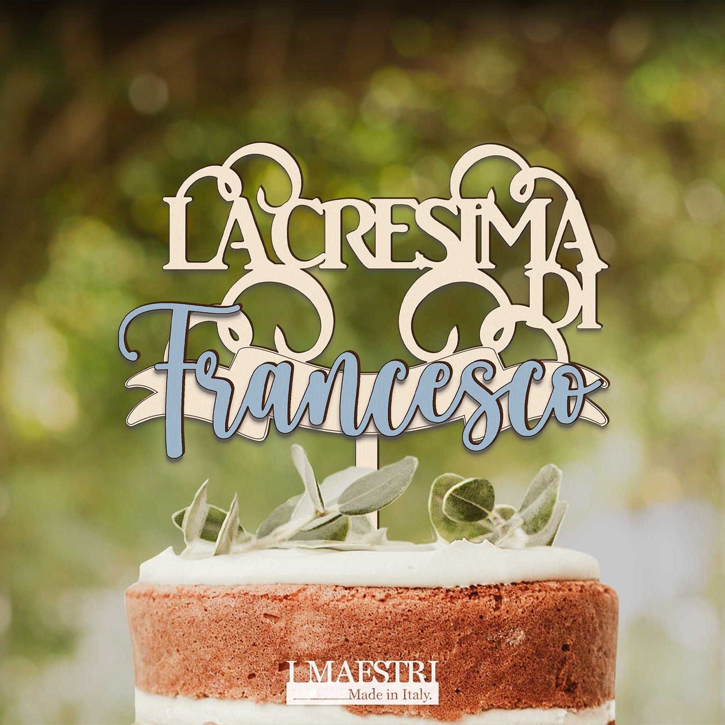 Cake topper cresima personalizzabile con nome - Linea Joy