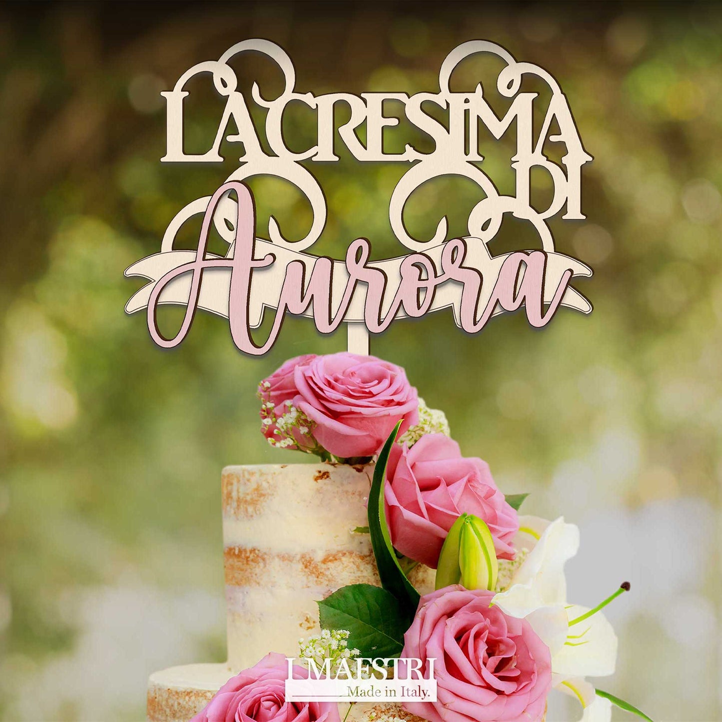 Cake topper cresima personalizzabile con nome - Linea Joy