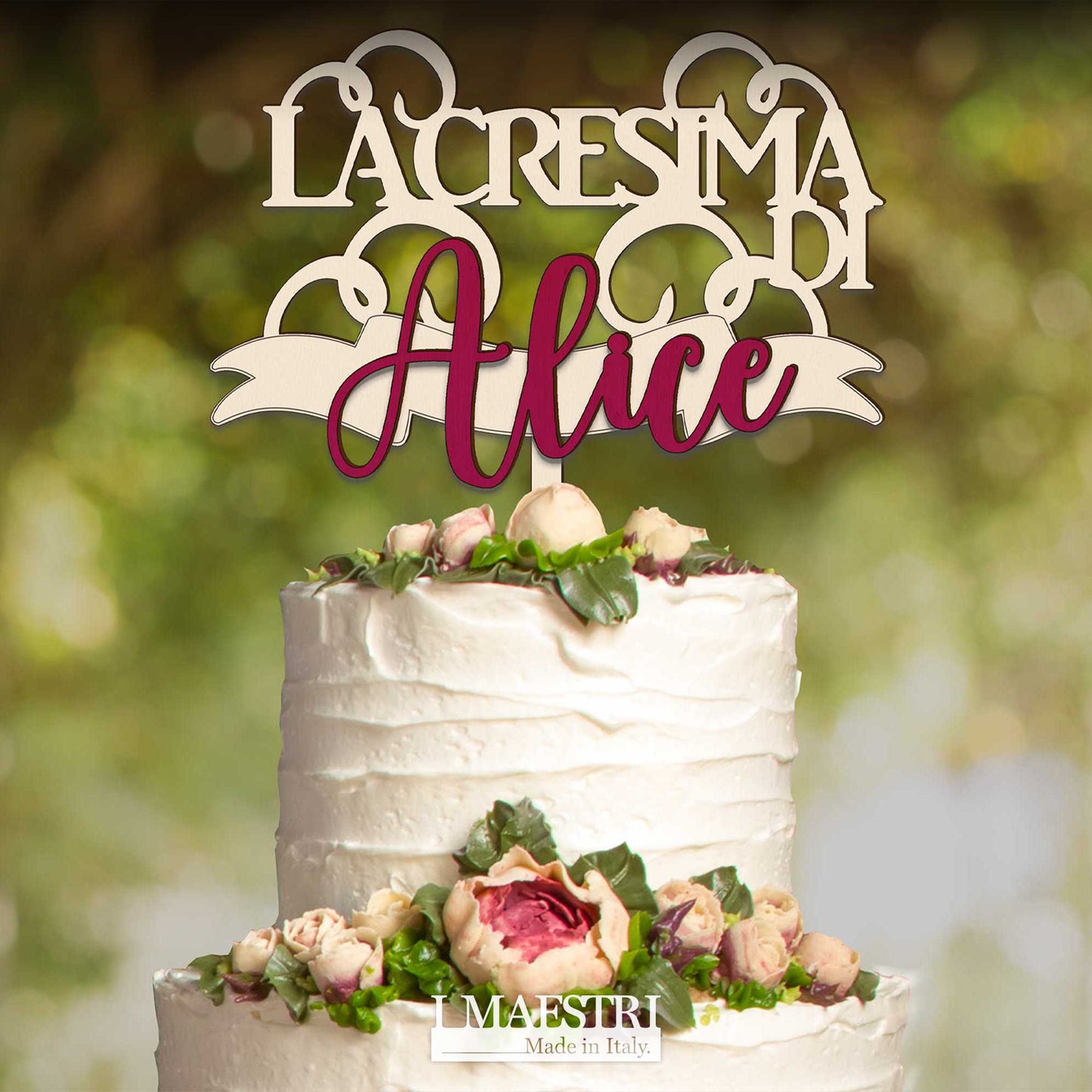 Cake topper cresima personalizzabile con nome - Linea Joy