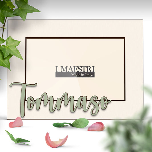 Cornice personalizzabile con nome e con dedica in legno linea Plain – I Maestri Made in Italy