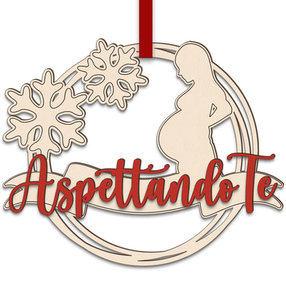Pallina di Natale in Legno con Scritta “Aspettando Te” (15x20 cm)