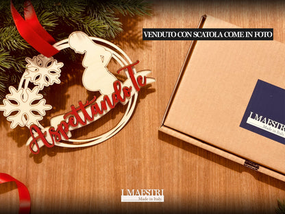 Pallina di Natale in Legno con Scritta “Aspettando Te” (15x20 cm)