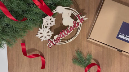 Pallina di Natale in Legno con Scritta “Aspettando Te” (15x20 cm)