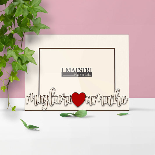 Cornice migliori amiche in legno per foto 15x20 cm linea Plain – I Maestri – Made in Italy